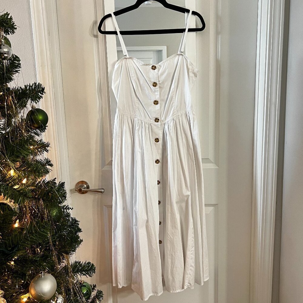 339 Free People White Tank Dress Open Back Size Large Color White - Picture 2 of 6